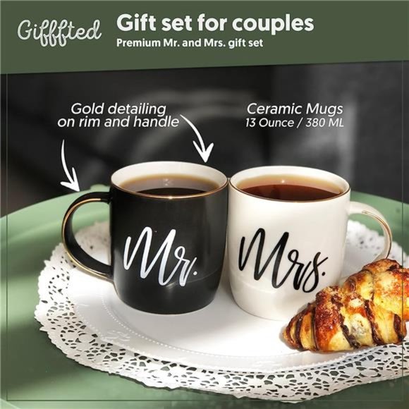 Couples Gifts For Christmas, Wedding Anniversary, Engagement - Mr and Mrs Mugs - Picture 5 of 6
